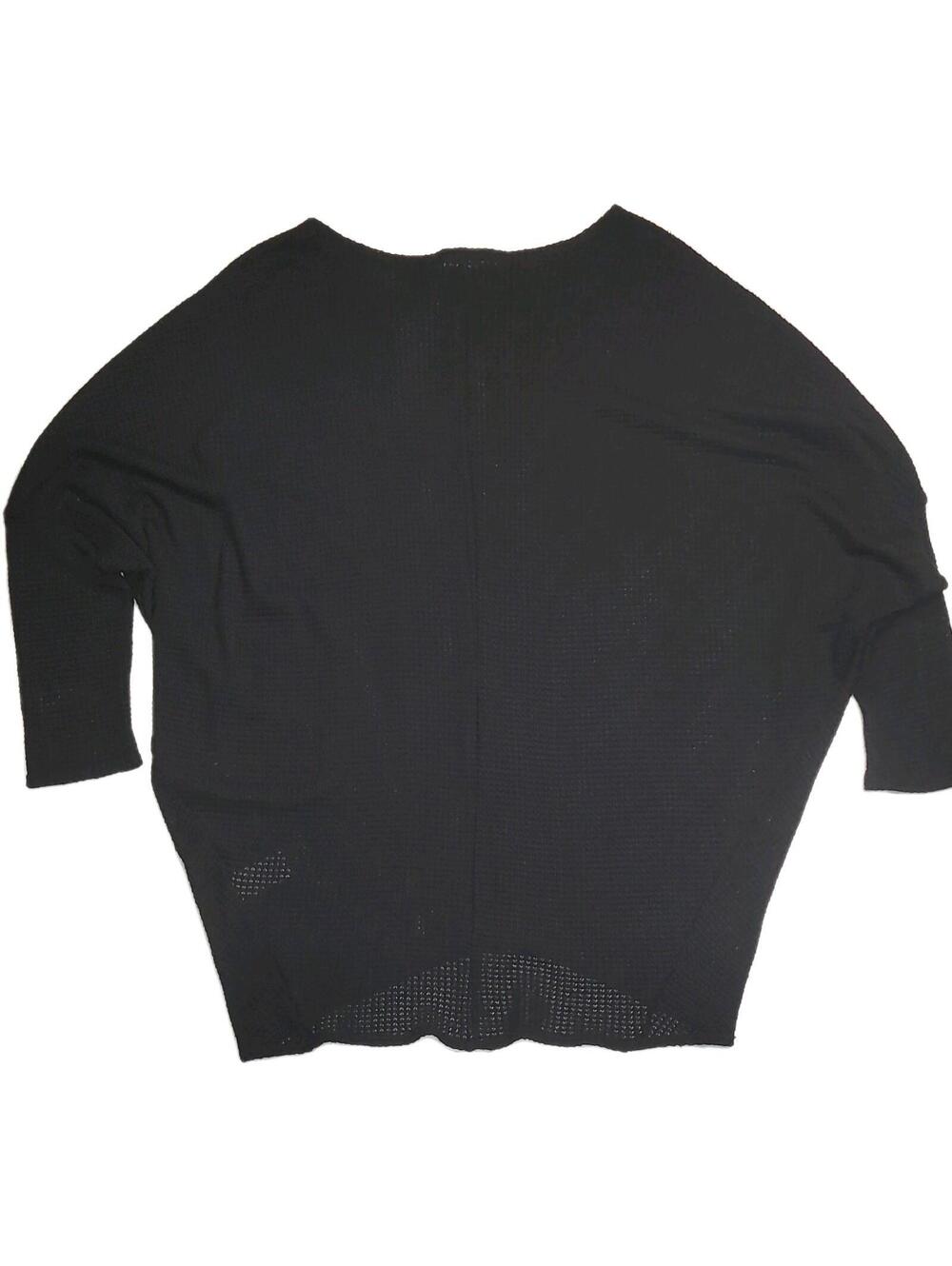 Charlotte Avery Black Waffle-Knit Boat Neck Long Sleeve Pullover Sweater L S1252